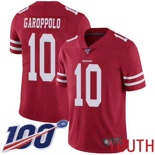 San Francisco 49ers Limited Red Youth #10 Jimmy Garoppolo Home NFL Jersey 100th Season Vapor Untouchable->san francisco 49ers->NFL Jersey